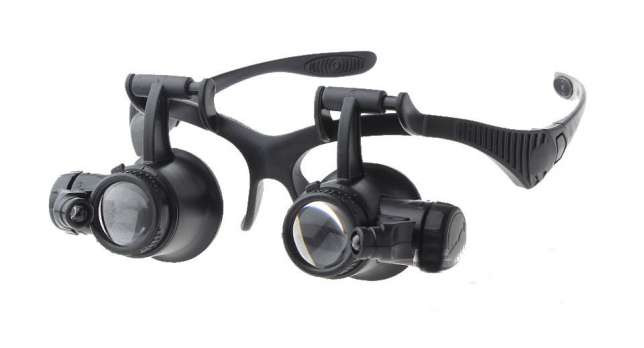 Лупа-очки бинокулярная с LED подсветкой, 10X 15X 20X 25Х (Magnifier 9892G), Астана - фото 1 - id-p37061433