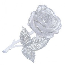 Декор Роза прозр/серебр с блеском 6х11см KA517639