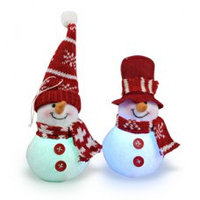 Декорация Снеговик в шапке 7х14см LED