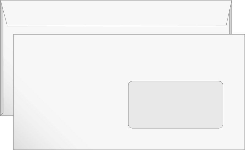 Конверты Евро DL 110x220мм., белый, отрыв.полоса по длинной стор.тангир, окно 45х90mm - фото 1 - id-p37071748