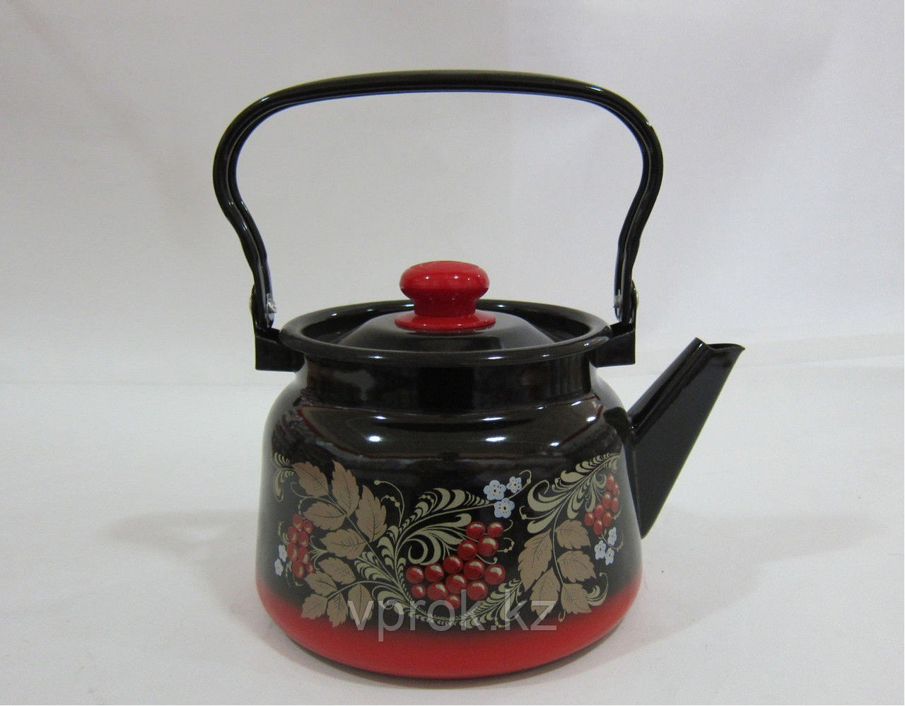 Чайник 2,3 л декор красно-черный с кнопкой С2714.38 - фото 1 - id-p36451693