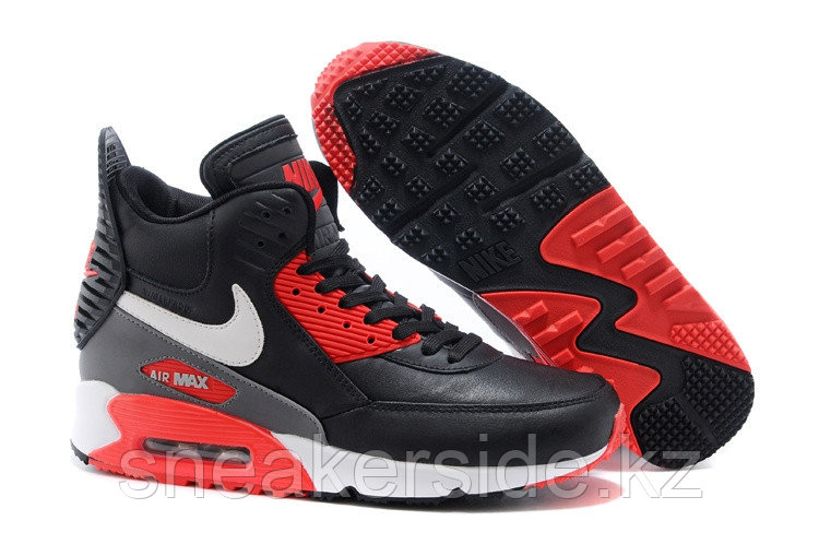 Зимние кроссовки Nikе Air Max 90 Sneakerboot Black Red White (40-45) - фото 1 - id-p37228364