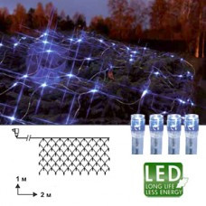 Гирлянда-сетка голубая 2х1м прозр кабель 90 диодов 499-69