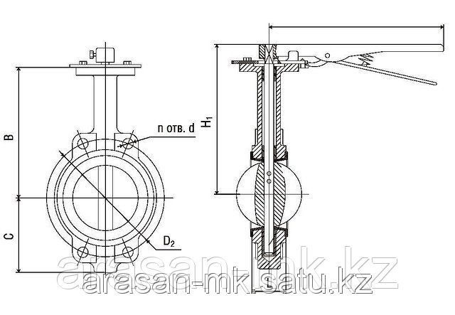 Затвор поворотный дисковый Ру16 Ду80 "BF" - фото 4 - id-p2280736