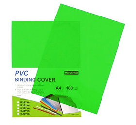 Обложка для переплета, A4, 200микр, пластиковая, прозрачная зеленая Bindermax