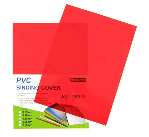Обложка для переплета, A4, 200микр, пластиковая, прозрачная красная Bindermax - фото 1 - id-p37388052