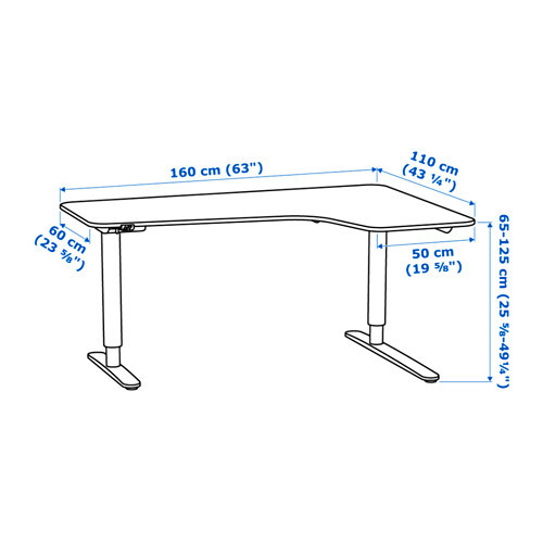 Углов письм стол БЕКАНТ прав/трансформер черный/синий 160x110 см ИКЕА, IKEA - фото 6 - id-p53193484