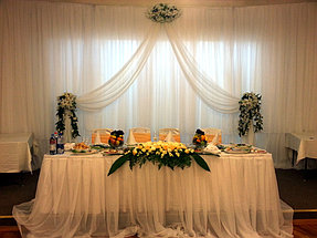 Свадебное оформление в белом цвете, ресторан Жалын.