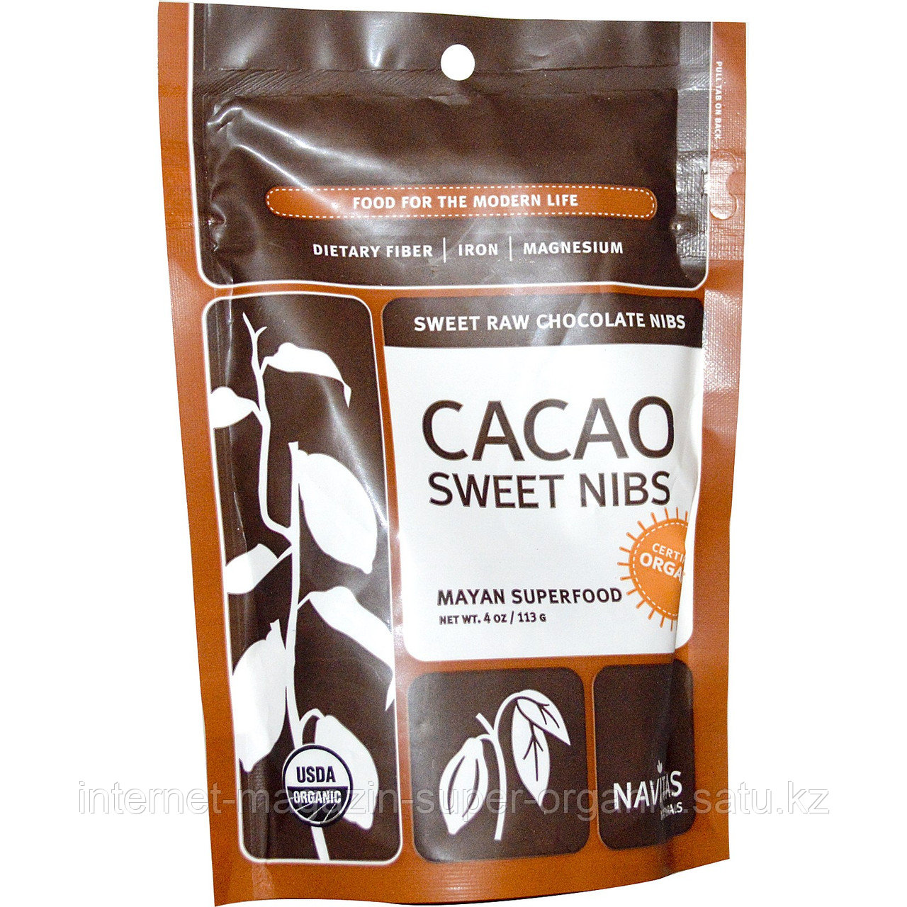 Натуральная крупка из сладкого шоколада, какао-крупка, 113 гр, Navitas Naturals