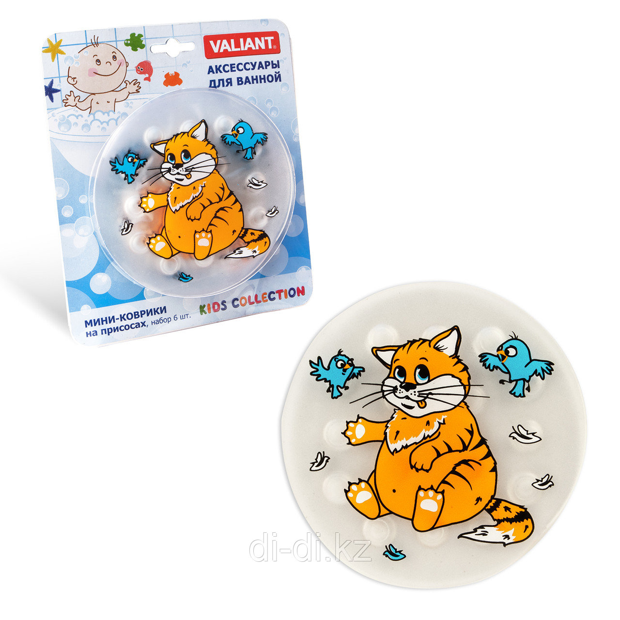 VALIANT Мини-коврик для ванной "КОТИК" (на присосках)