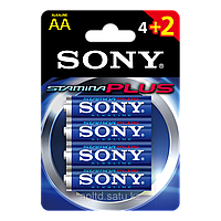 Батарейки LR6 AA пальчиковые Sony AM3B4D Stamina Plus, 4 шт