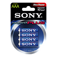 Батарейки LR3 AAA мизинчиковые Sony AM4B4D Stamina Plus, 4 шт