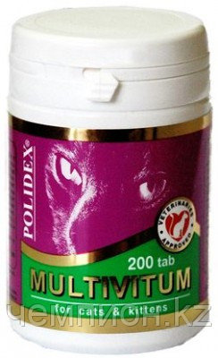 Polidex Multivitum, Полидекс мультивитамин для кошек, 200тб.