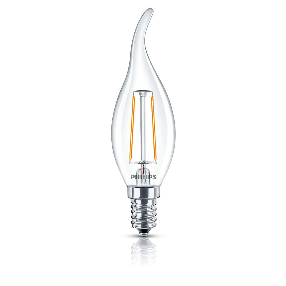 Филаментная лампа Philips LED Fila 2700k 2,3W «Свеча на ветру», фото 1