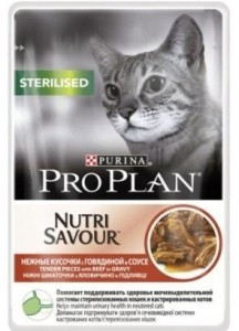 Pro Plan NutriSavour Sterilised, для стерилизованных кошек с говядиной в соусе, уп.26*85гр. - фото 4 - id-p38024134