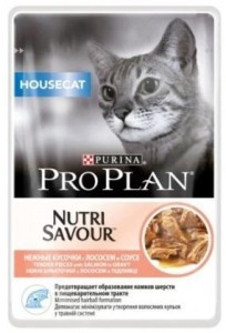 Pro Plan NutriSavour Housecat, для домашних кошек с лососем в соусе, уп.26*85гр. - фото 1 - id-p38024153