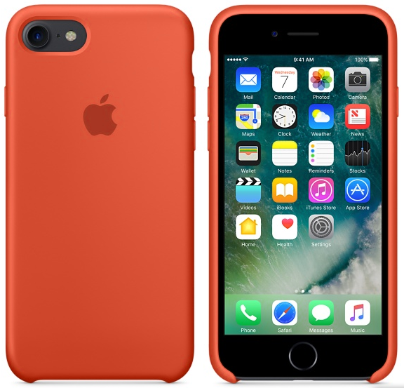 Cиликоновый чехол для iPhone 7 (оранжевый)