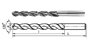 Сверло спиральное с цилиндрическим хвостовиком для обработки алюминиевых сплавов
