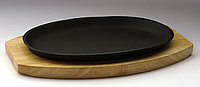Сковорода овальная на деревянной подставке 240х140 [DSU-S-D2]