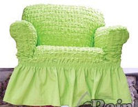 Натяжные чехлы на диван большой, диван малый и кресло. Цвет фисташковый