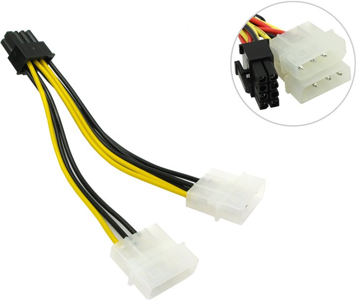 Переходник питания для видеокарт  8pin  на 2 Molex