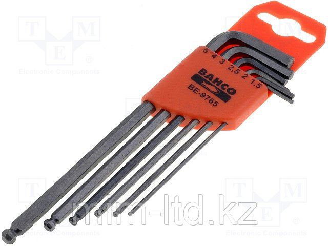 Набор удлиненных оксидированных шестигранников с шаровым наконечником BE-9765 Bahco, фото 1