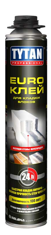 TYTAN Professional EURO Клей для кладки газобетона керамических блоков (870мл), серый