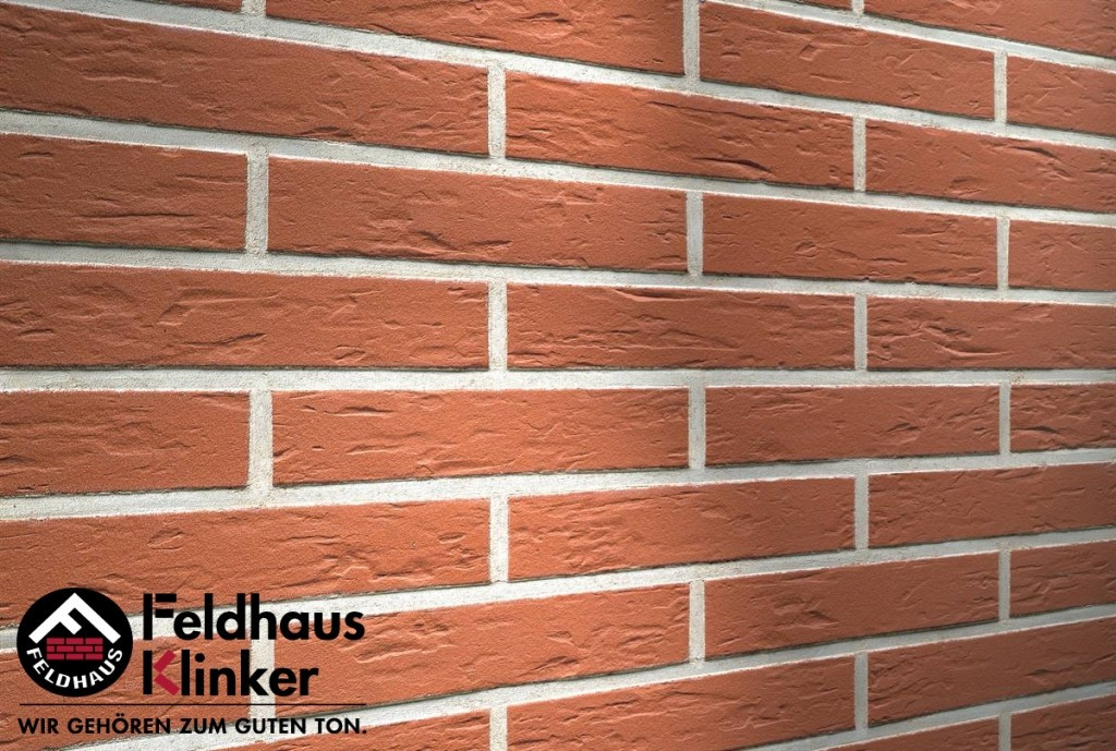 Клинкерная плитка "Feldhaus Klinker" для фасада и интерьера R440 carmesi senso