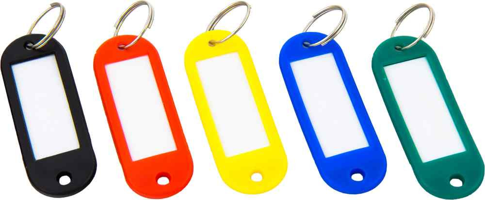 Брелоки для ключей пластиковые, цветные (10 штук)