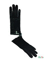 Женские перчатки кожа с гипюром
