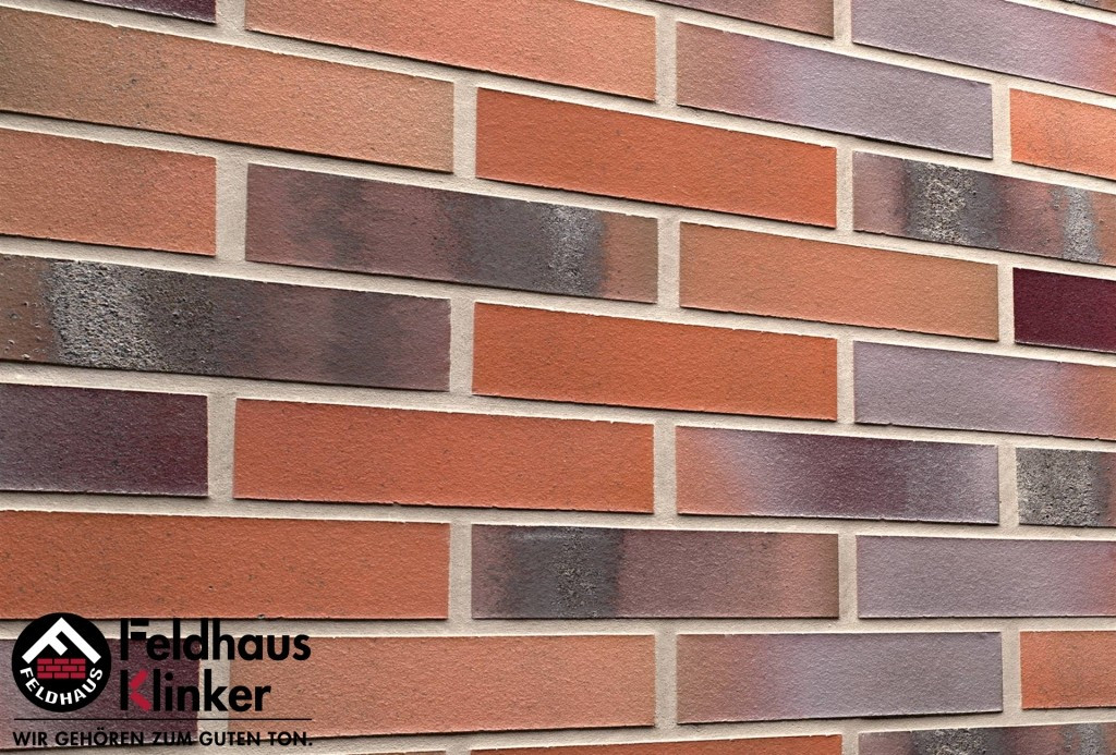Клинкерная плитка "Feldhaus Klinker" для фасада и интерьера R560 carbona carmesi colori, фото 1