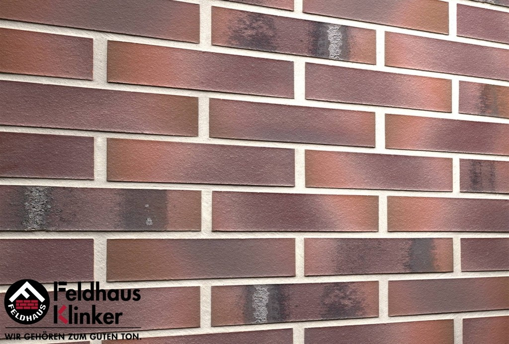 Клинкерная плитка "Feldhaus Klinker" для фасада и интерьера R561 carbona carmesi maritimo