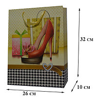 Подарочный пакет в ассортименте "Туфелька" (средний для упаковки подарков для девушек)