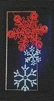 Вертикальное световое панно на опоры Разноцветные снежинки 150*75 см