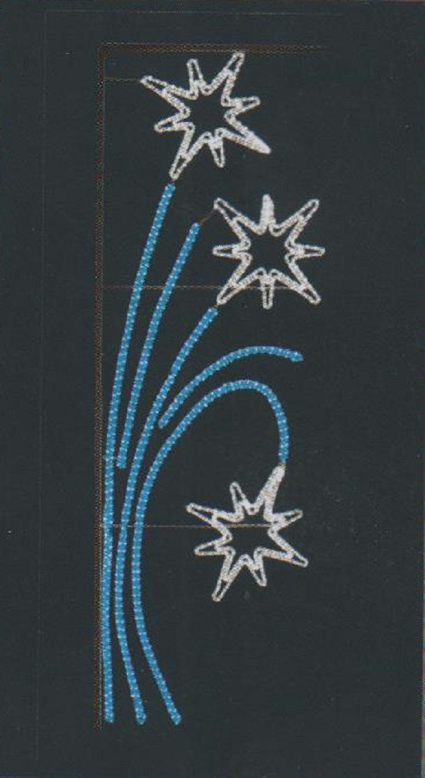 Вертикальное световое панно на опоры Три звезды 150*52 см