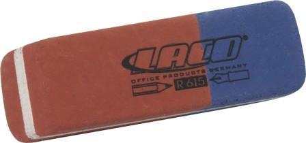 Ластик 45x7x18мм, для стирания карандаша и чернил, красный/синий Laco