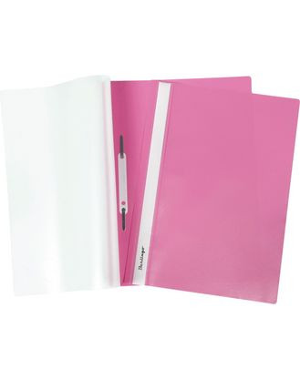 Папка-скоросшиватель А4, пластик/прозрачный верх, розовая