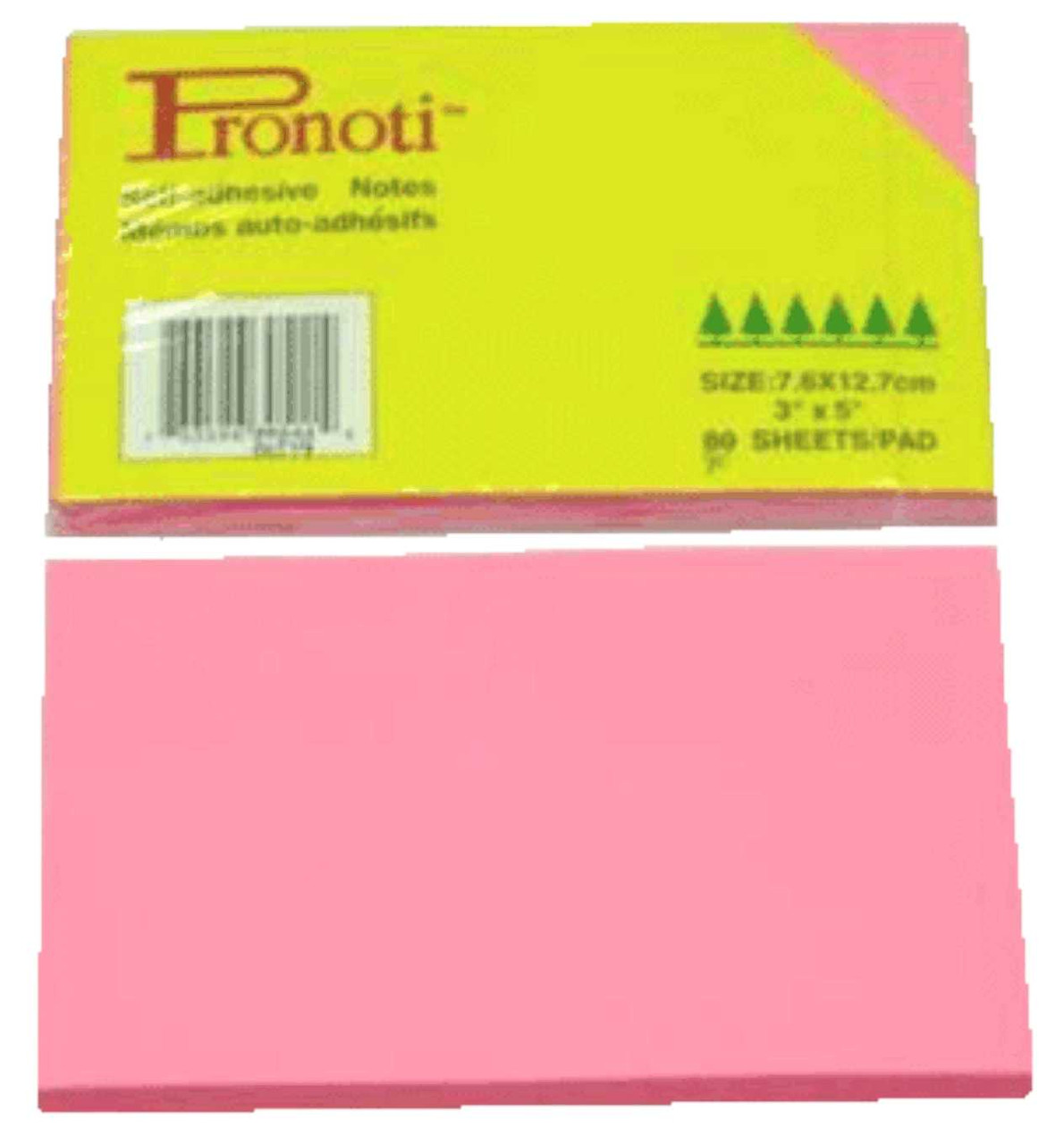 Бумага для заметок 75х127мм, 90л, самоклеющаяся, неоновая розовая Pronoti
