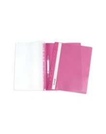Папка-скоросшиватель с ПЕРФОРАЦИЕЙ  пластик/прозрачный верх А4 розовая