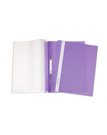Папка-скоросшиватель с ПЕРФОРАЦИЕЙ пластик/прозрачный верх А4 фиолетовая