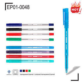 Ручка шариковая, 1.0мм, красная, корпус прозрачный Epene
