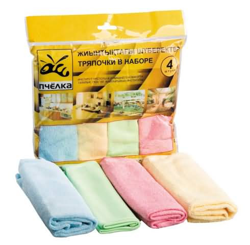 Тряпка универсальная ПЧЕЛКА микрофибра 35*35 см 4 шт