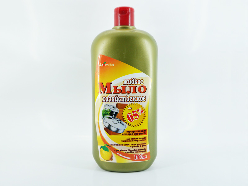 Мыло жидкое хозяйственное Aromika 65% с лимоном 1,1л