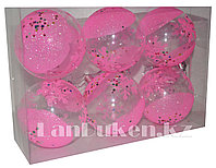 Набор новогодних елочных шариков 6 шт. розовые А 004, фото 1