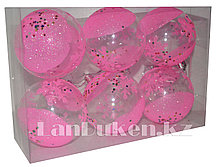 Набор новогодних елочных шариков 6 шт. розовые А 004