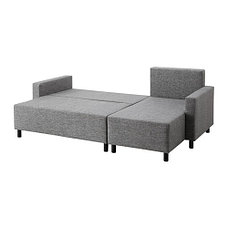 Диван-кровать с козеткой ЛУГНВИК серый/черный ИКЕА, IKEA, фото 2