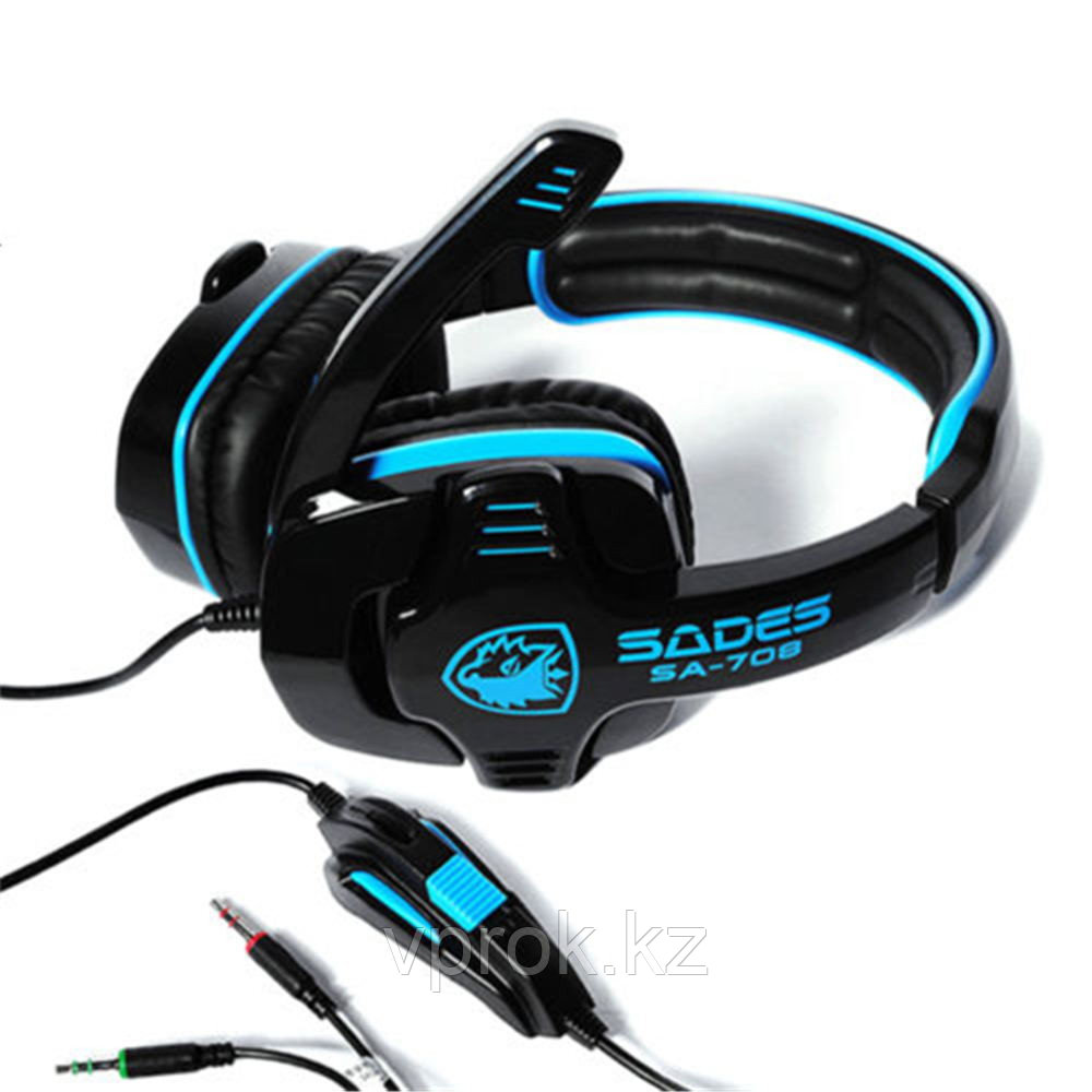 Наушники "Headphones+ microphone  SADES  SA708 Gaming Series,Ø 40mm,32Ω ±  15℅,111± 3 dB,20-20000Hz"