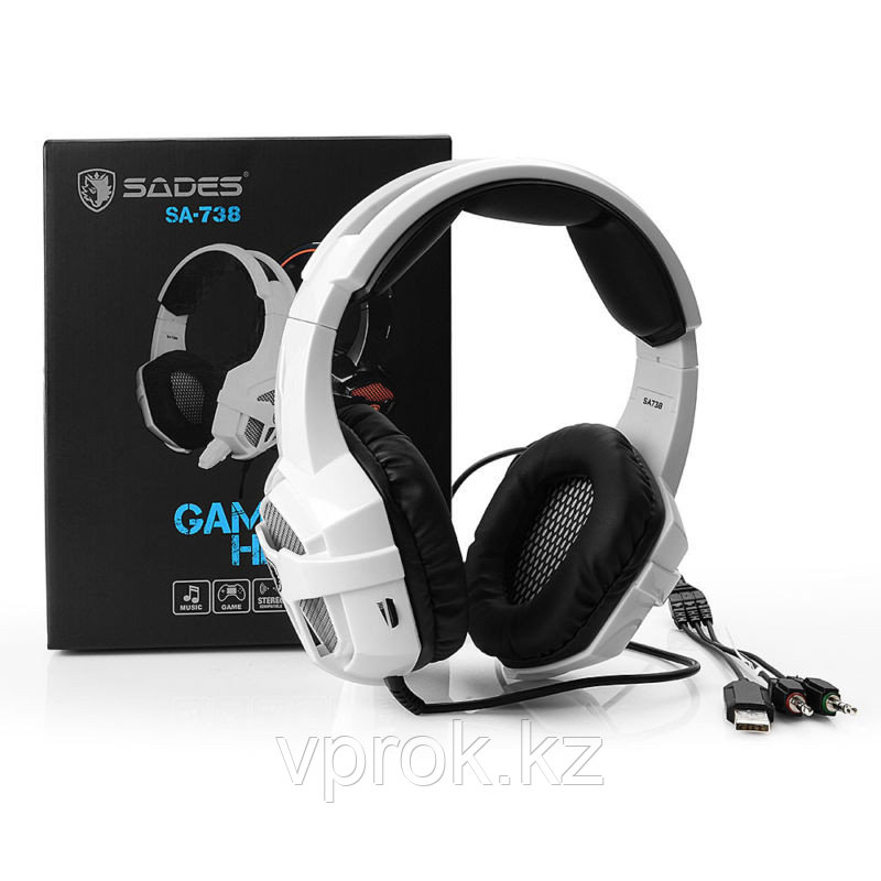 Наушники "Headphones+ microphone SADES SA738 Gaming Headset,Ø 40mm,2,2Ω ± 15 ,-38± -3 dB,20-20000Hz,2.0m" - фото 4 - id-p39023316