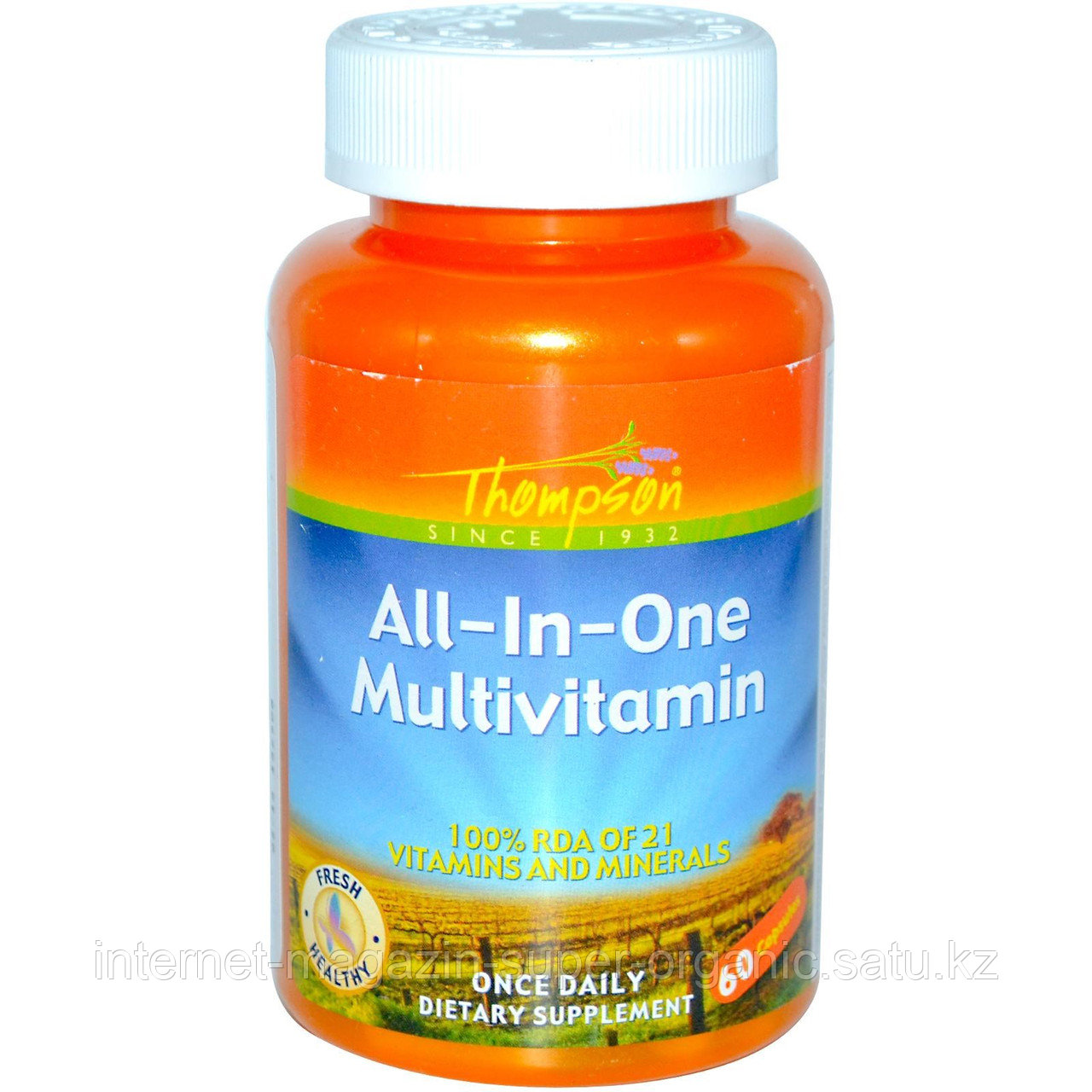 Мультивитамин, 21 витамин и минерал, (All-In-One Multivitamin), 60 овощных капсул, Thompson