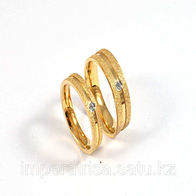 Парные кольца для влюбленных "Алмазное сияние" под золото, фото 1